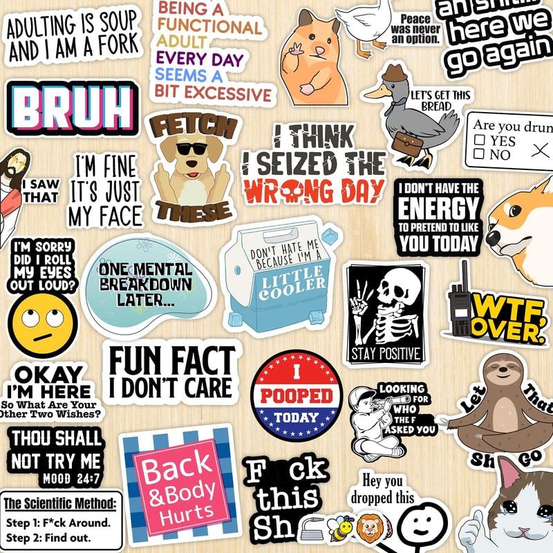 130 Pcs Funny Meme Stickers Set – Hilarious Saying & Cartoon Decals for Laptops, Water Bottles & Gifts | Hot Seller for Humor Lovers