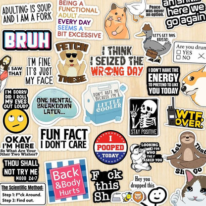 130 Pcs Funny Meme Stickers Set – Hilarious Saying & Cartoon Decals for Laptops, Water Bottles & Gifts | Hot Seller for Humor Lovers