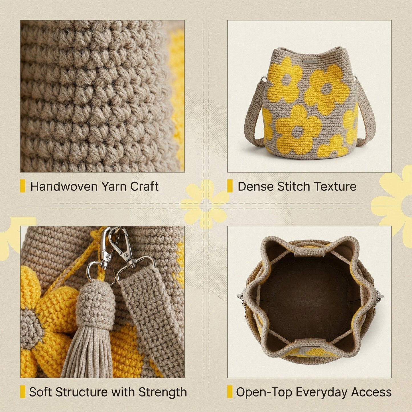 🏆 Special Offer: 47% OFF 🧵🌸 Handmade Crochet Tote Bag with Flowers 🌼✨