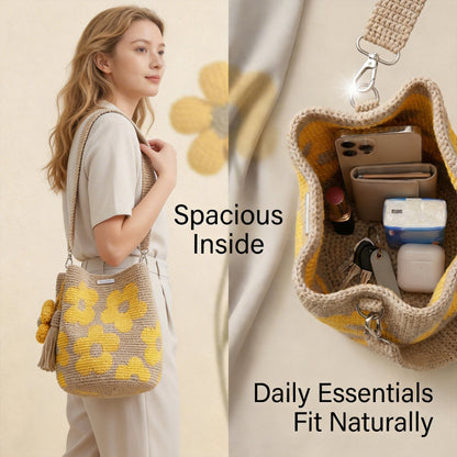 🏆 Special Offer: 47% OFF 🧵🌸 Handmade Crochet Tote Bag with Flowers 🌼✨