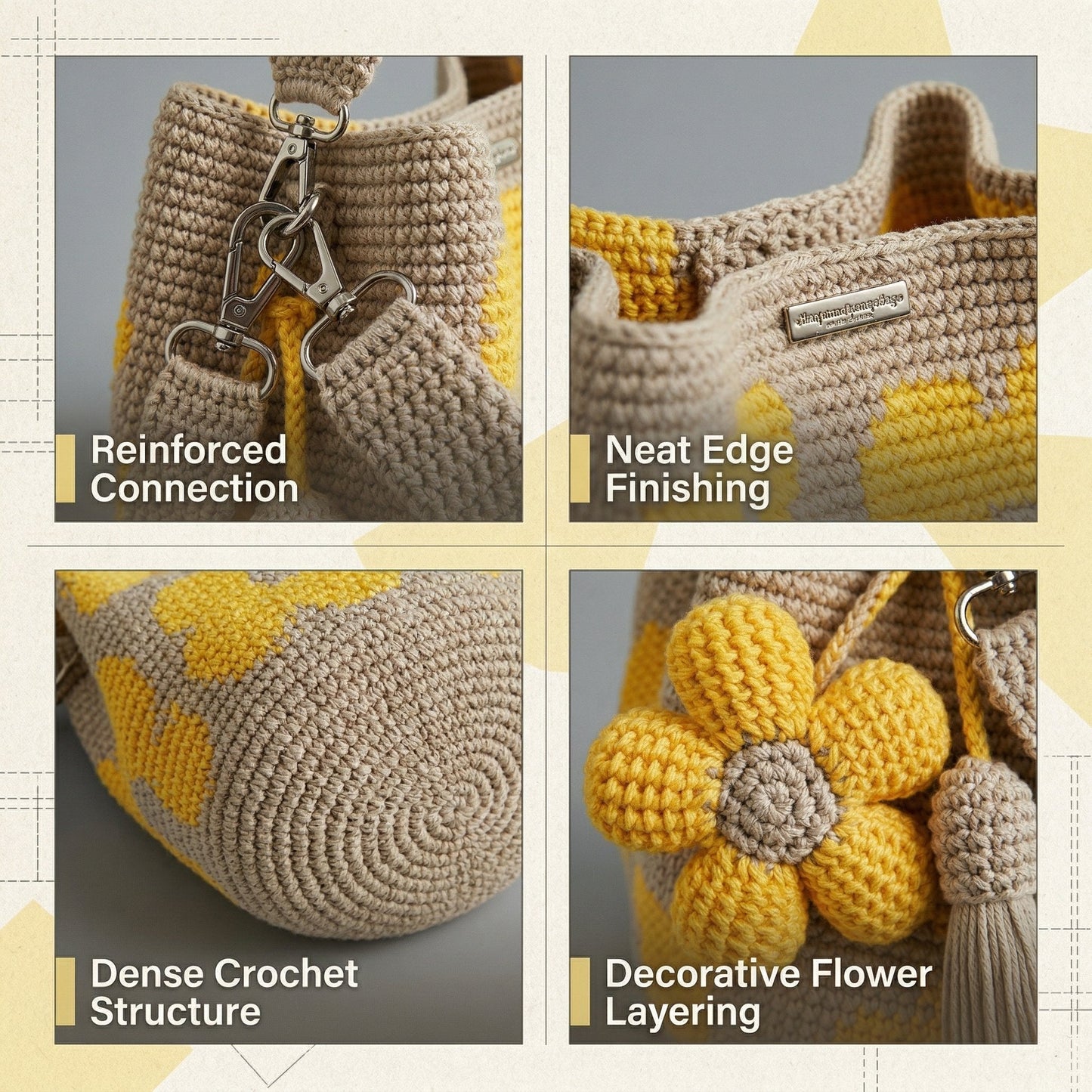 🏆 Special Offer: 47% OFF 🧵🌸 Handmade Crochet Tote Bag with Flowers 🌼✨