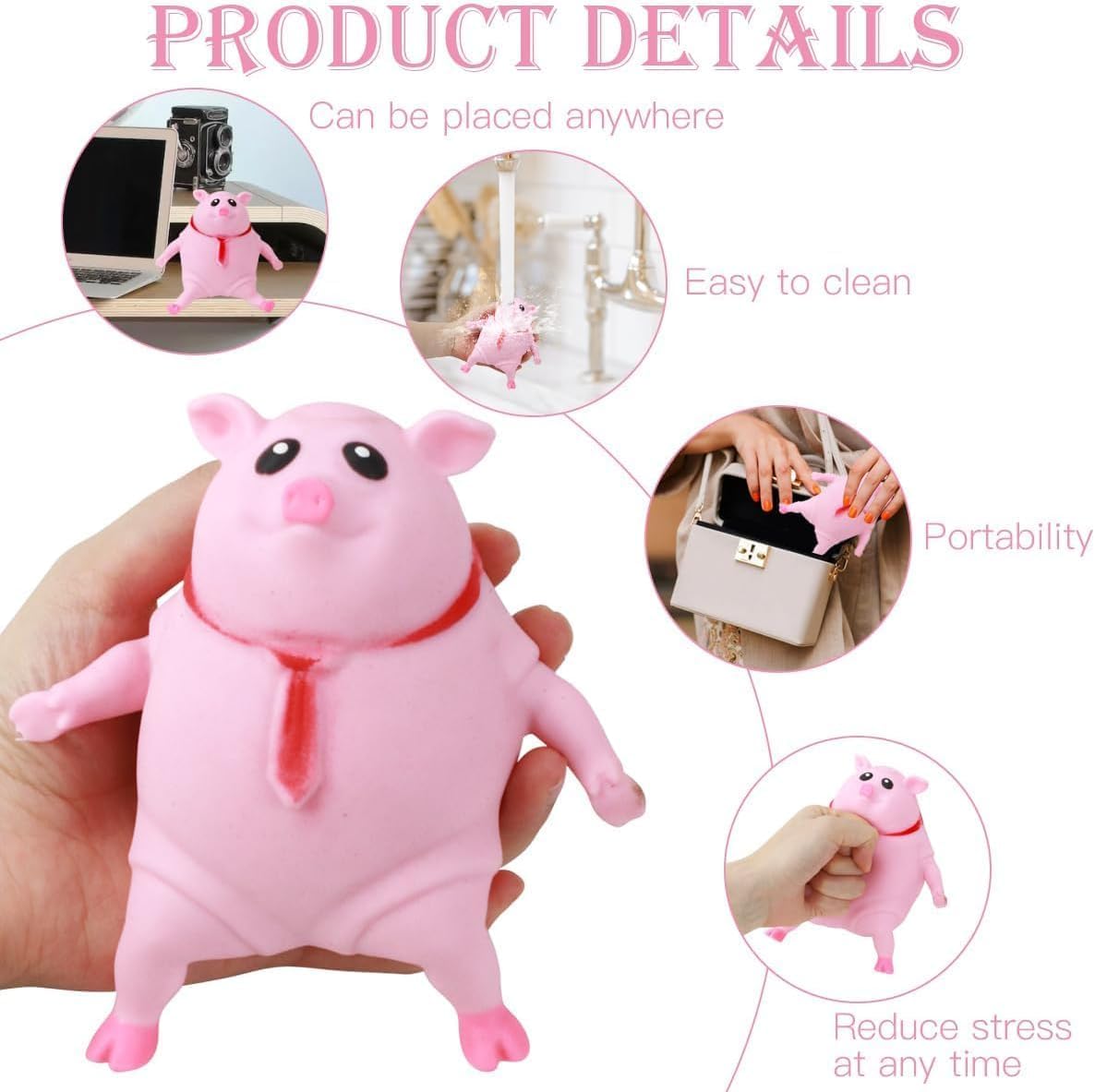 🔥Last day of the limited-time Buy 1 Free 1🔥Cute Pink Pig Squishy Toy for Kids | Stretchable Animal Stress Relief Toy