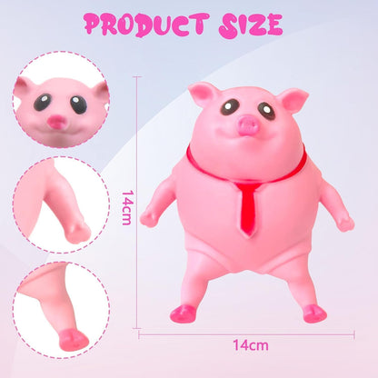 🔥Last day of the limited-time Buy 1 Free 1🔥Cute Pink Pig Squishy Toy for Kids | Stretchable Animal Stress Relief Toy