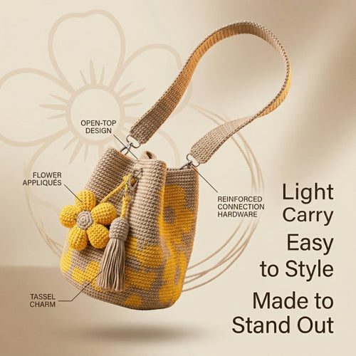 🏆 Special Offer: 47% OFF 🧵🌸 Handmade Crochet Tote Bag with Flowers 🌼✨