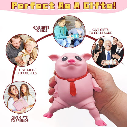 🔥Last day of the limited-time Buy 1 Free 1🔥Cute Pink Pig Squishy Toy for Kids | Stretchable Animal Stress Relief Toy