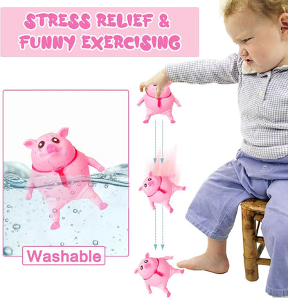 🔥Last day of the limited-time Buy 1 Free 1🔥Cute Pink Pig Squishy Toy for Kids | Stretchable Animal Stress Relief Toy
