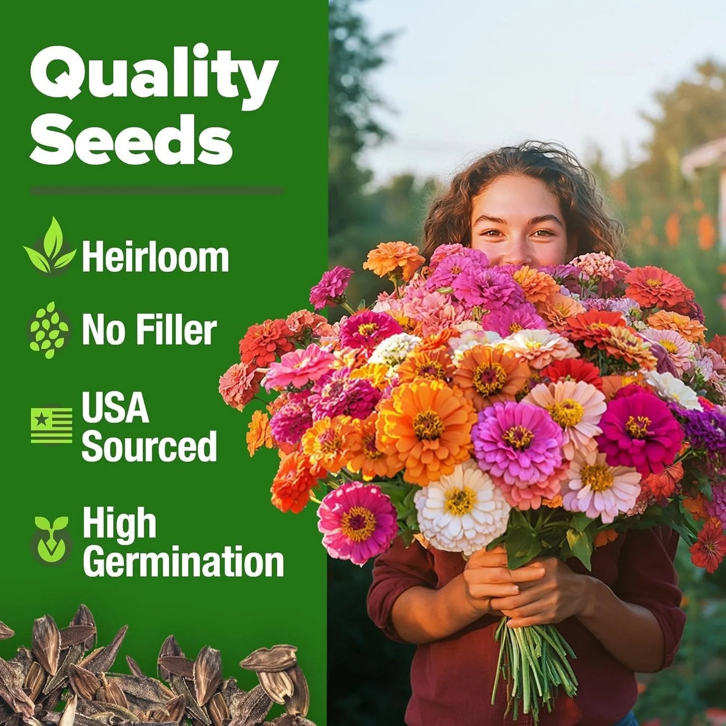 🌺Zinnia California Giant Mix - 7,300+ (2 oz) | No Filler - USA Heirloom Flower Seeds