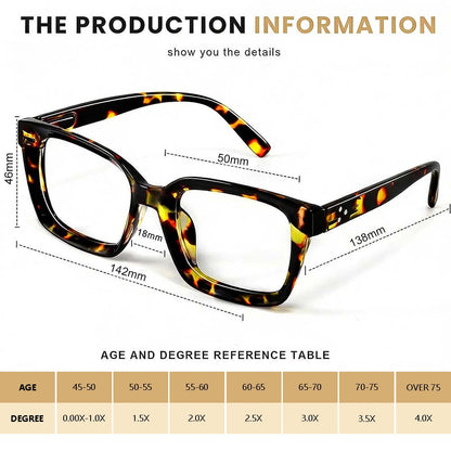 👓3 Pack Tortoiseshell Reading Glasses - Blue Light Blocking Oversized Square Reader