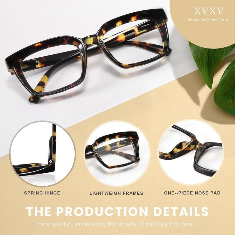 👓3 Pack Tortoiseshell Reading Glasses - Blue Light Blocking Oversized Square Reader
