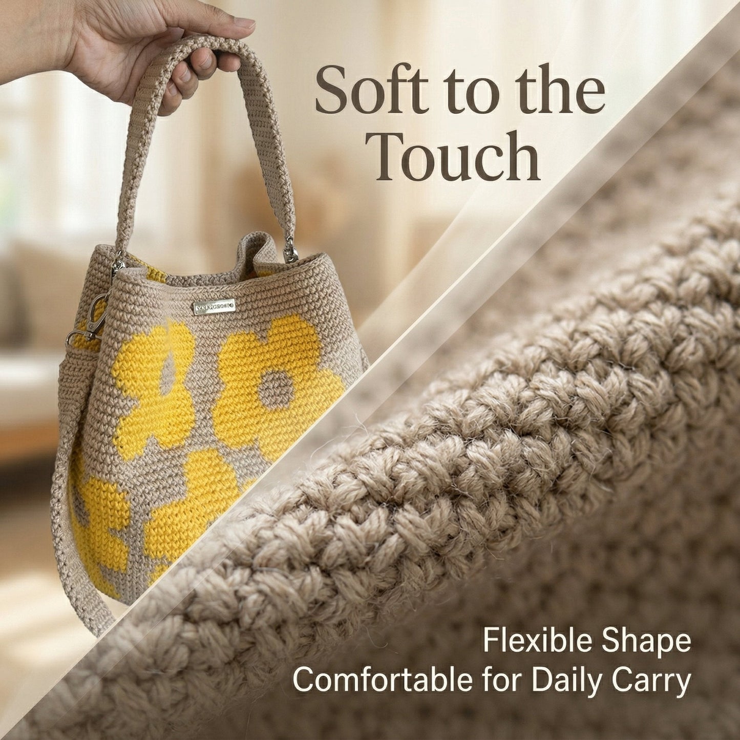 🏆 Special Offer: 47% OFF 🧵🌸 Handmade Crochet Tote Bag with Flowers 🌼✨