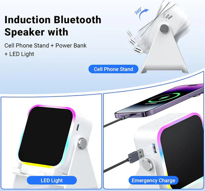 🔥Last day of the limited-time 50% off sale!🔥5-in-1 Wireless Induction Bluetooth Speaker with Adjustable Phone Stand
