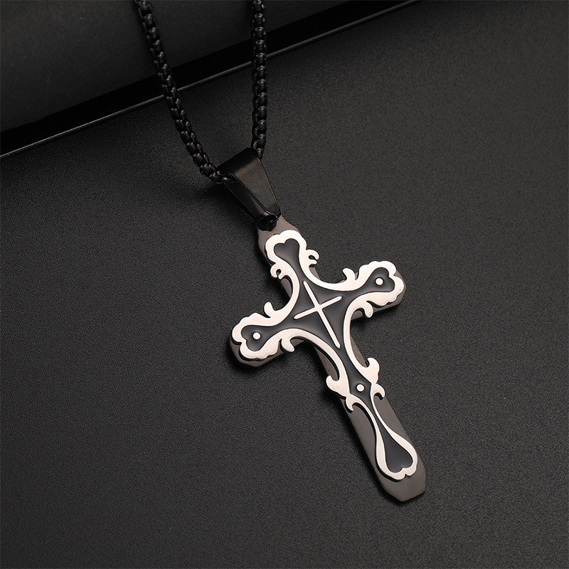 Ornate Vintage-Style Cross Pendant Necklace