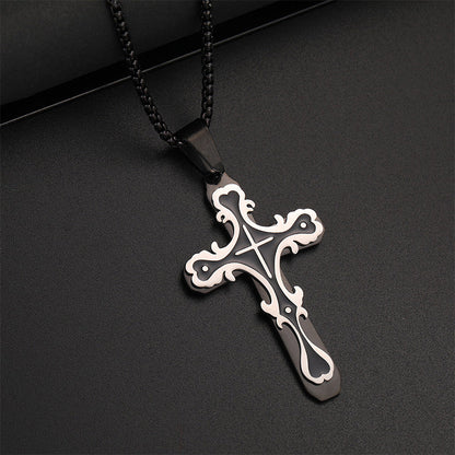 Ornate Vintage-Style Cross Pendant Necklace