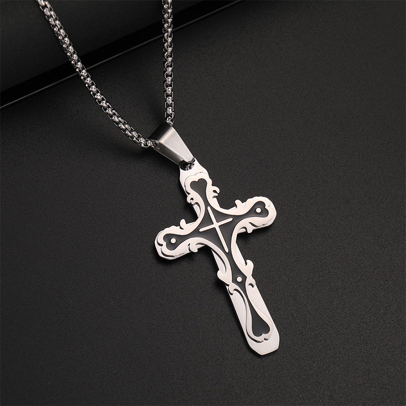 Ornate Vintage-Style Cross Pendant Necklace