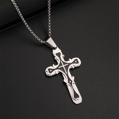 Ornate Vintage-Style Cross Pendant Necklace