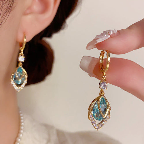 🔥Limited-Time 50% Off✨Dangle Hoop Earrings with Sky-Blue Drop