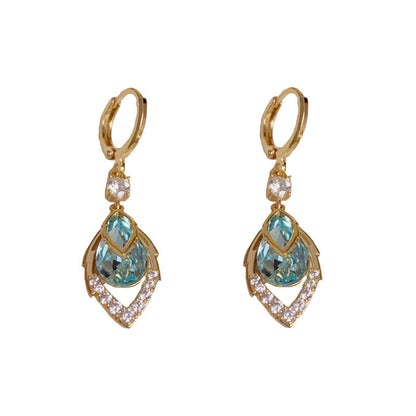 🔥Limited-Time 50% Off✨Dangle Hoop Earrings with Sky-Blue Drop
