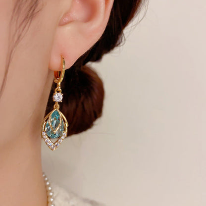 🔥Limited-Time 50% Off✨Dangle Hoop Earrings with Sky-Blue Drop