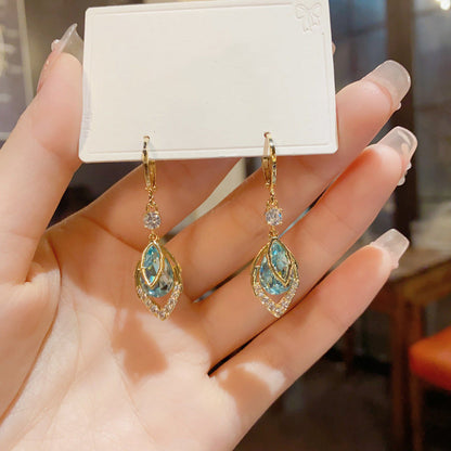 🔥Limited-Time 50% Off✨Dangle Hoop Earrings with Sky-Blue Drop